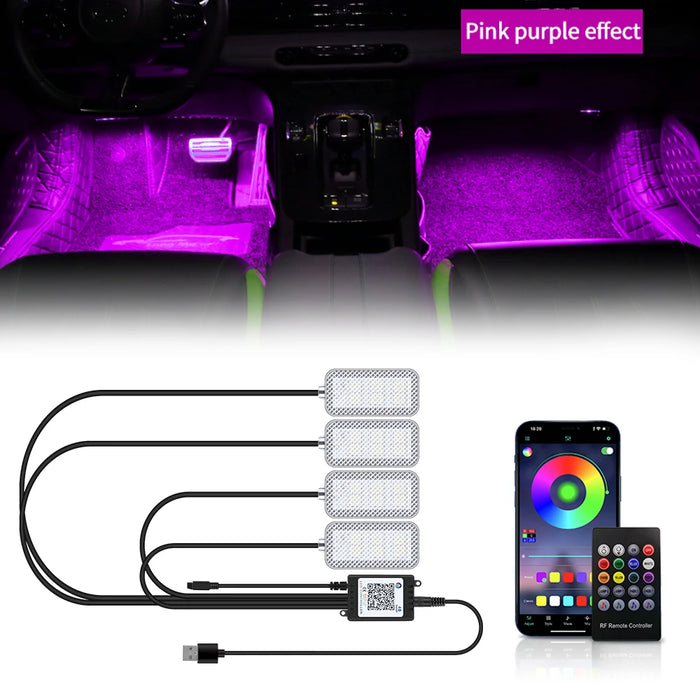 LED Car Interior Ambient Foot Strip Light Kit accessori retroilluminazione Remote App Music Control Auto RGB lampada decorativa