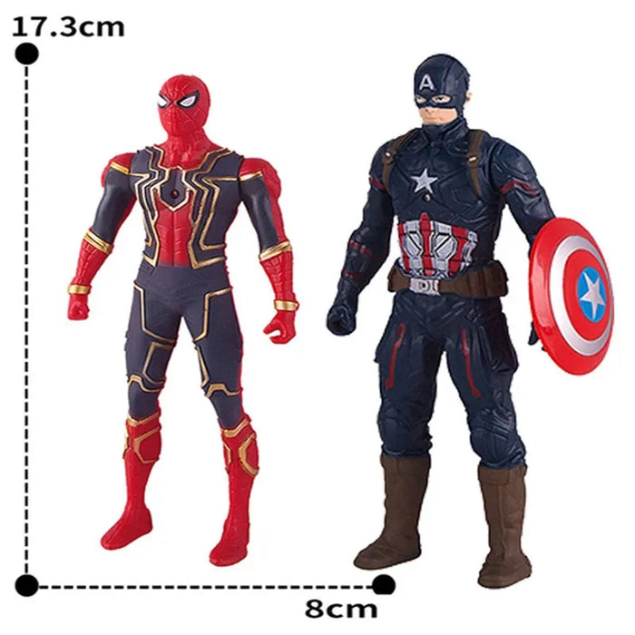 17 Cm giocattoli per bambini Marvel Anime Figure Spiderman Hulk Action Figure Iron Man Cartoon Kids Toy regalo di natale Glow Doll hobby