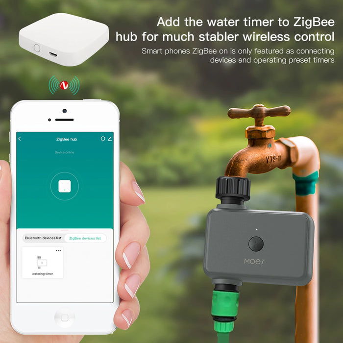 MOES ZigBee Smart Sprinkler Timer per l'acqua con 1 uscita filtro per il ritardo della pioggia Timer di irrigazione programmabile supporto Alexa Google Home