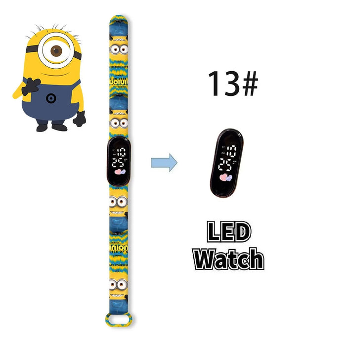 New Minions Child Watchs Anime Bob study Cartoon Digital Electronic LED Student Silicone Wristband Kids Birthday Gift Toys