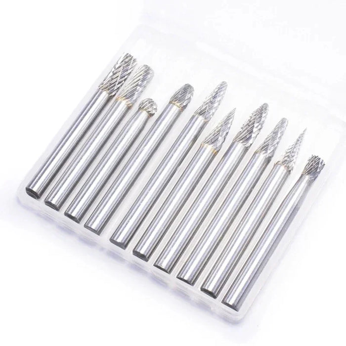 10 pezzi assortiti 6*6mm carburo di tungsteno punte per frese rotanti File Grinder Cutter Bit 6mm gambo 6mm testa utensili abrasivi lavorazione dei metalli