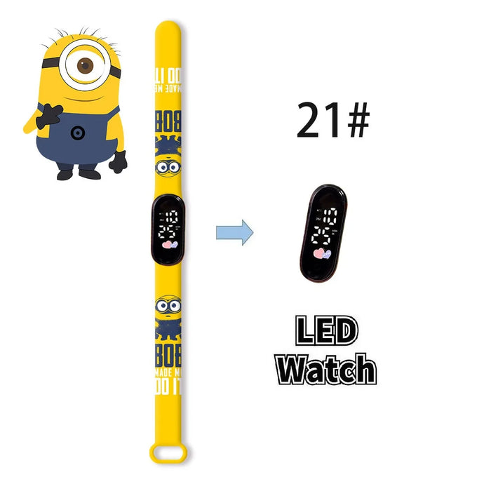 New Minions Child Watchs Anime Bob study Cartoon Digital Electronic LED Student Silicone Wristband Kids Birthday Gift Toys