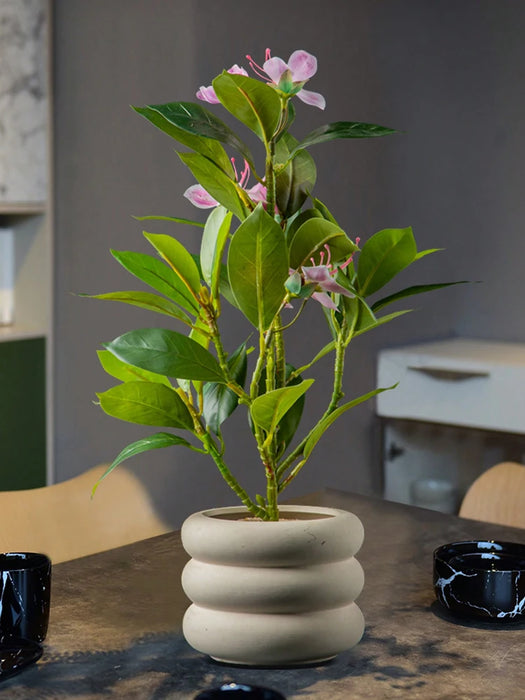 21-40cm piante di azalee artificiali albero di gomma finta foglie di palma tropicale Ficus finto con fiori piante verdi di plastica per la casa