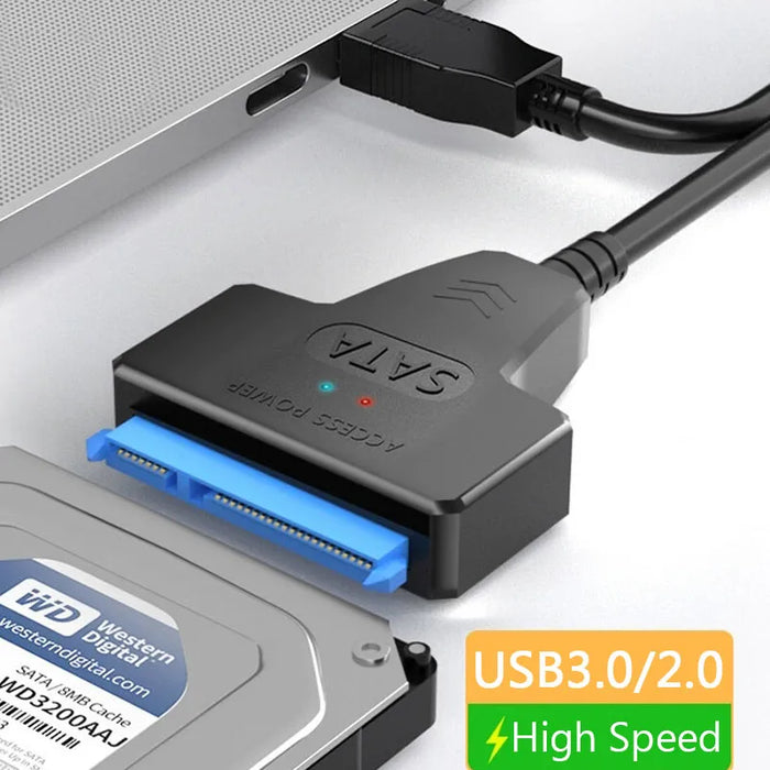 Cavo da SATA a USB 3.0 / 2.0 fino a 6 Gbps per disco rigido SSD HDD esterno da 2.5 pollici SATA 3 adattatore a 22 Pin cavo da USB 3.0 a Sata III