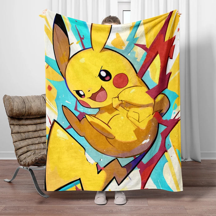 Coperta Pokemon cute Pikachu regalo di compleanno per mantenere la coperta calda coperta sottile super carina Picnic portatile Anti-Pilling