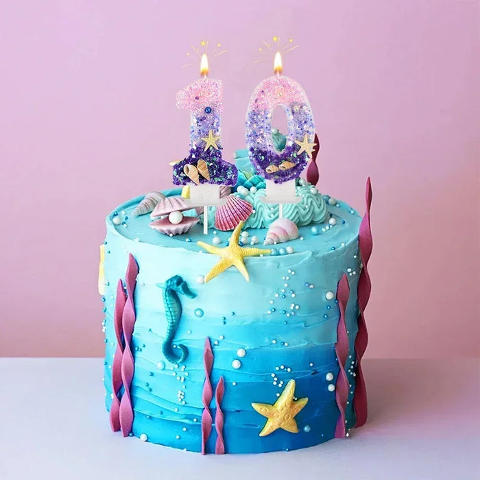 Tema oceano Sfumato Viola Compleanno Candela Pesce marino Conchiglia Decorazione Festival Torta Candele Matrimonio Buon compleanno Forniture per feste