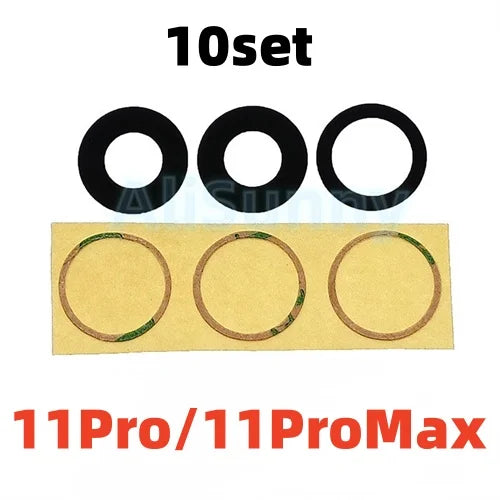 AliSunny 10 pezzi di vetro per fotocamera posteriore per iPhone 7 8 Plus 6 6S 6Plus 7Plus X XR XS Max 11 12 copriobiettivo posteriore 3M parti del supporto adesivo