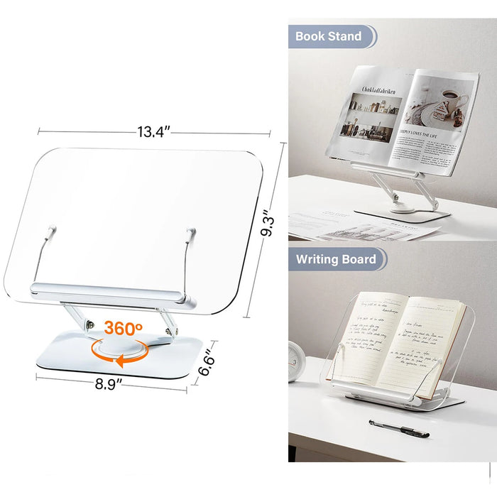 Supporto per libri portatile Supporto per libri regolabile ad angolo libero per libri di testo spessi Supporto per riser da tavolo pieghevole in acrilico