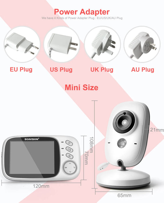 VB603 Video Baby Monitor 2.4G Wireless con LCD da 3.2 pollici Audio bidirezionale Conversazione Visione notturna Telecamera di sicurezza di sorveglianza Babysitter