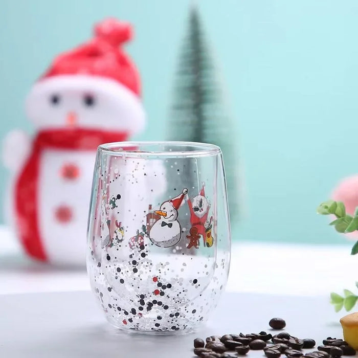 Tazza di vetro a doppia parete di natale tazza d'acqua resistente al calore albero di natale modello pupazzo di neve succo tè latte tazza da caffè regalo di natale