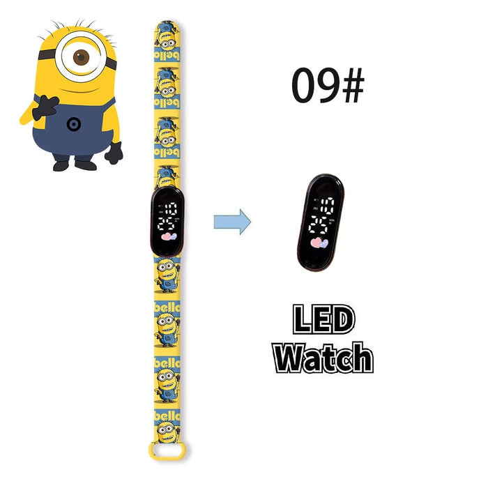 New Minions Child Watchs Anime Bob study Cartoon Digital Electronic LED Student Silicone Wristband Kids Birthday Gift Toys