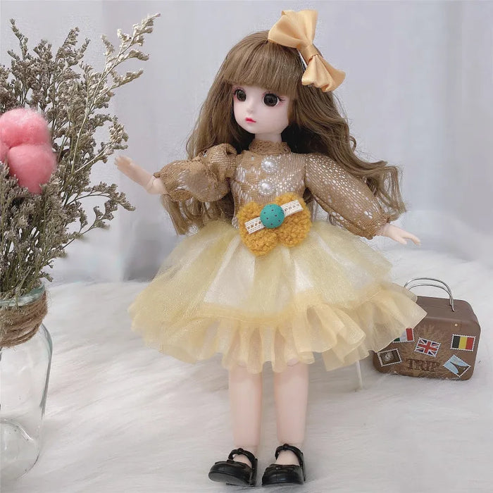 30cm Bjd Doll 12 giunti mobili 1/6 vestito da ragazza 3D occhi marroni giocattolo con vestiti scarpe giocattoli per bambini per ragazza regalo per bambini