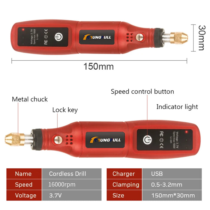 USB Cordless Mini trapano strumento rotante lavorazione del legno incisione penna Dremel strumenti trapano elettrico Wireless per gioielli metallo vetro