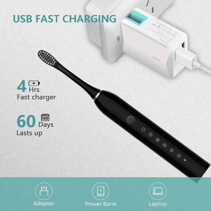 Xiaomi Mijia Spazzolino elettrico ricaricabile USB 6 modalità Spazzolino sonico IPX7 Testa di ricambio per supporto da viaggio impermeabile Nuovo