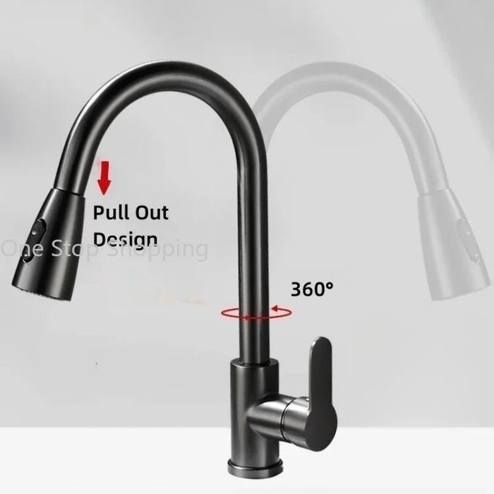 Rubinetti da cucina estraibili beccuccio 360 ruota rubinetti dell'acqua montati sul ponte caldo e freddo ugello spruzzatore a flusso monocomando spedizione gratuita