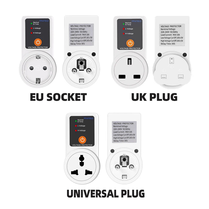 Presa di protezione di tensione automatica AC 220V protezione da sovratensione regolabile 16A presa di corrente ue protezione da frigorifero sicura di tensione