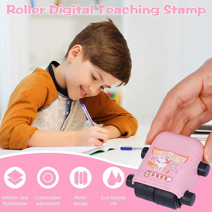 Timbro didattico 2 in 1 riempire il rullo vuoto riutilizzabile Math Roller Stamp Design timbro digitale entro 100 pratica matematica