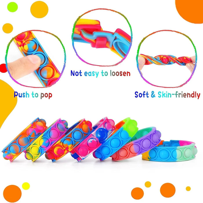 12PCS Fidget Toys Pop bracciale bomboniere braccialetti a bolle Push Poping giocattoli sensoriali antistress per bambini regali per bambini