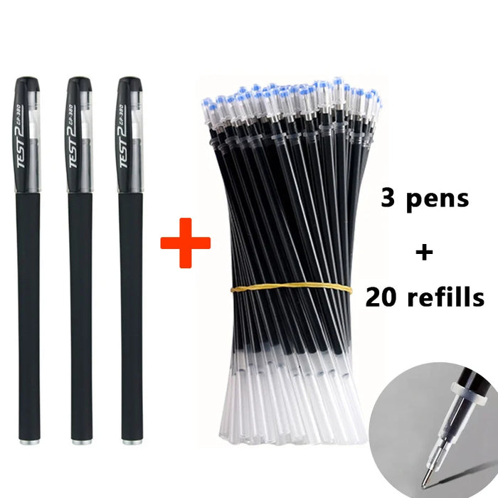 Set di penne Gel nero blu rosso ricarica penna Gel punta a proiettile 0.5mm materiale scolastico e per ufficio cancelleria accessori kawaii cancelleria