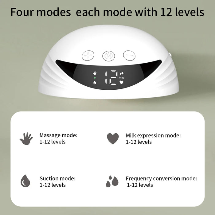 Tiralatte indossabile tiralatte elettrico a mani libere collettore di latte Comfort leggero con Display a LED 4 modalità e 12 livelli