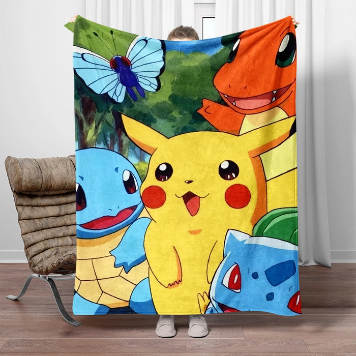 Coperta Pokemon cute Pikachu regalo di compleanno per mantenere la coperta calda coperta sottile super carina Picnic portatile Anti-Pilling