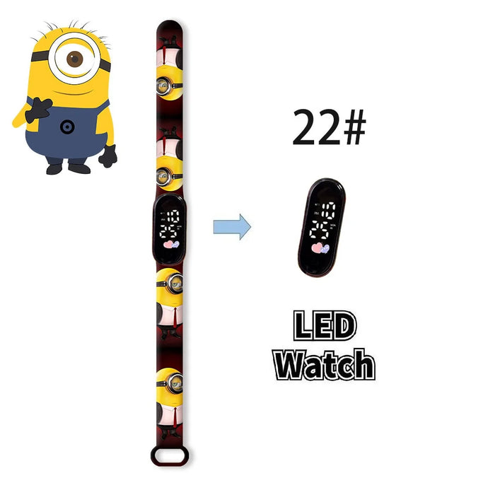 New Minions Child Watchs Anime Bob study Cartoon Digital Electronic LED Student Silicone Wristband Kids Birthday Gift Toys