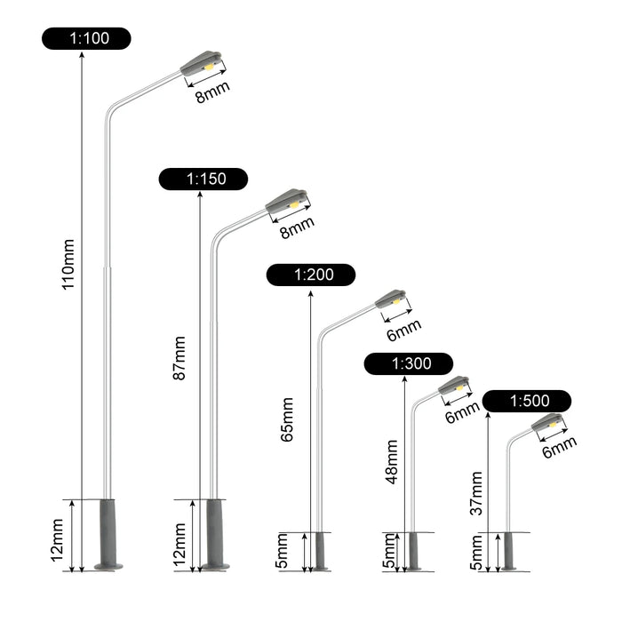 50 pz 1:75-1:500 scala Diorama lampada architettonica in metallo modello 3V LED giocattoli luce in miniatura treno ferroviario Layout Kit per scena