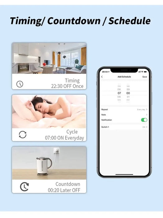 Presa intelligente Tuya EU16A/20A Wifi Smart Plug con monitoraggio dell'alimentazione Smart Life APP supporto per telecomando Google Assistant Alexa