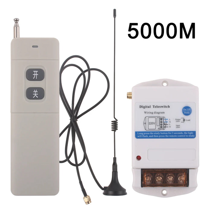 Interruttore di controllo remoto Wireless 30A 220v 1000M 3000M 5000M telecomando per trasmettitore ricevitore pompa acqua luce cancello elettrico