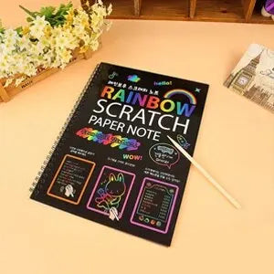 2 Pack Rainbow Scratch Paper libro d'arte per bambini nero fai da te Rainbow Art Paper Card Neon Scratch Book con bastoncino di legno