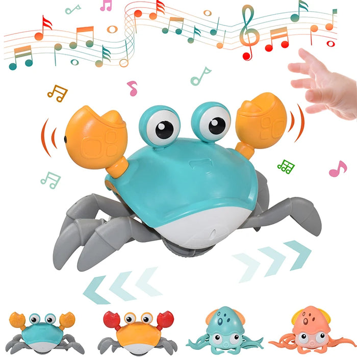 Bambini induzione fuga granchio polpo giocattolo strisciante bambino animali domestici elettronici giocattoli musicali educativo bambino giocattolo in movimento regalo di natale