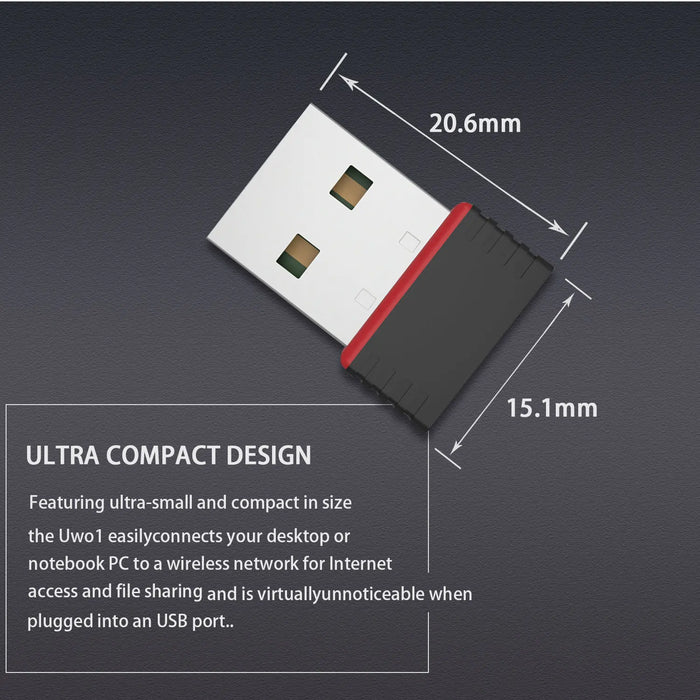 RTL8188 adattatore WiFi USB da 150Mbps per Raspberry Pi, adattatore per scheda di rete Wireless Dongle WiFi per PC portatile Desktop Windows