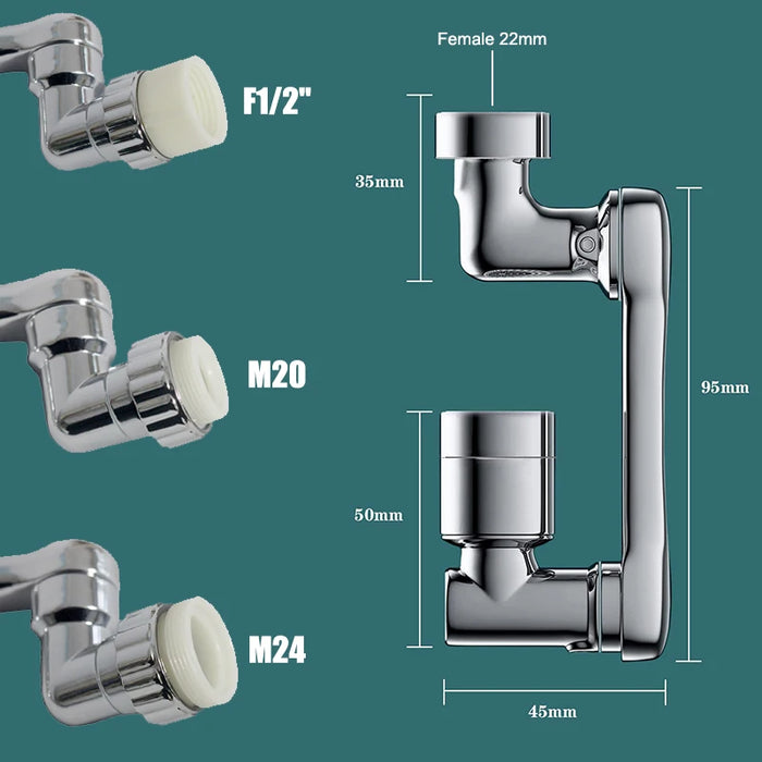 Giunto di prolunga del rubinetto del bagno della cucina ugello di spruzzo dell'abs adattatore dell'aeratore a 1080 gradi connettore universale del nastro dell'acqua regolabile