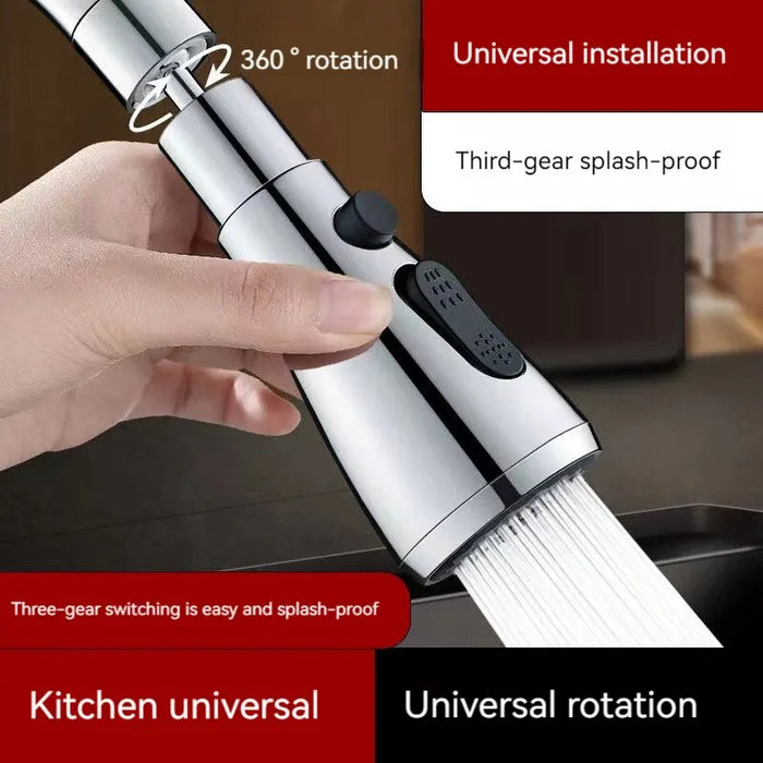 Rubinetto regolabile a 3 gradini da cucina a 360 ° Extender antispruzzo spruzzatore Booster universale per uso domestico rubinetto universale con beccuccio girevole