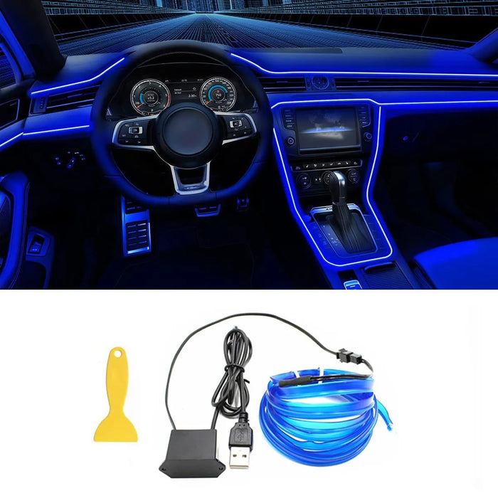 5M Car Interior Led Strip Light Neon EL cablaggio lampada decorativa per Auto fai da te flessibile luce ambientale USB Party Atmosphere Diode