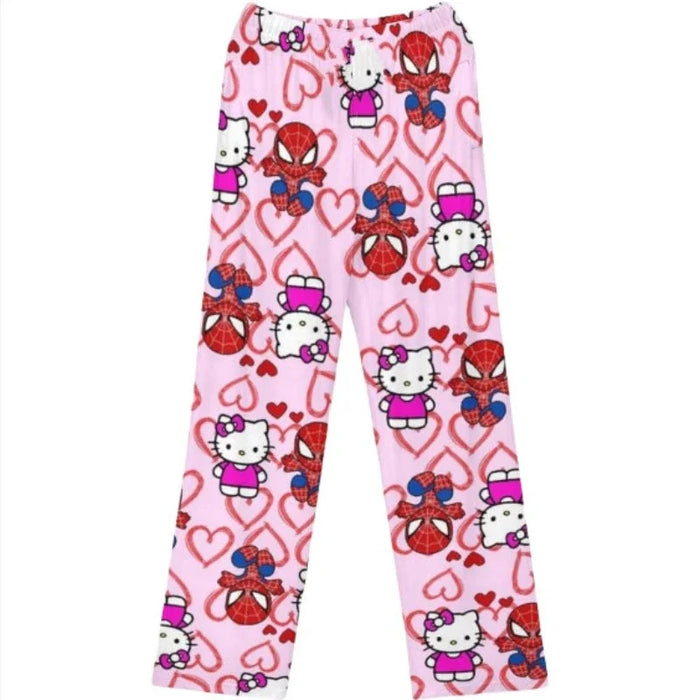 Hello Kitty Spider-man Cotton Loose Ladies pigiama Pants pantaloni pigiama donna uomo Cartoon Sleep Bottoms Lounge Wear Girl Sleep