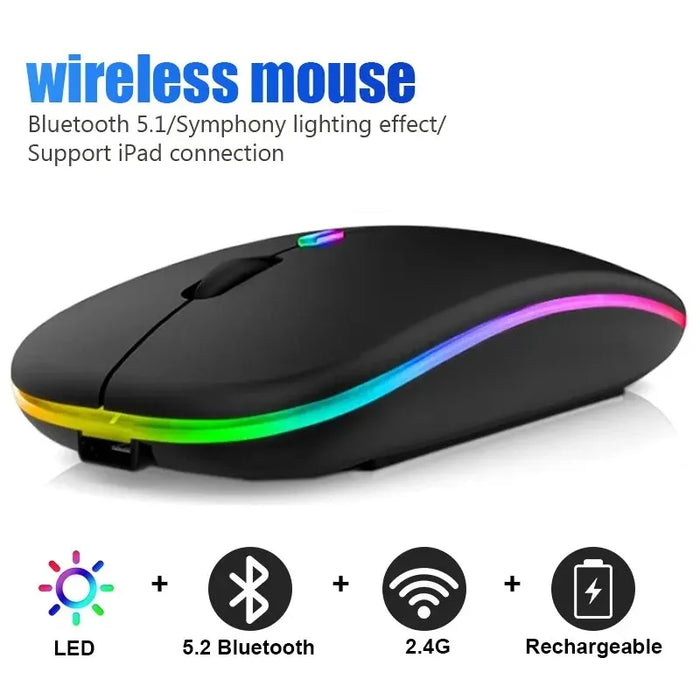 Mouse Wireless Mouse Bluetooth ricaricabile RGB Computer Wireless Mause Mouse da gioco ergonomico retroilluminato a LED per PC portatile 3600DPI