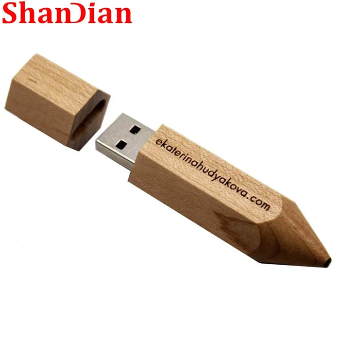 Chiavetta USB con matita in legno Logo personalizzato gratuito Pen Drive Legno d'acero Memory Stick con capacità reale 64 GB/32 GB/16 GB/8G/4G Disco U regalo