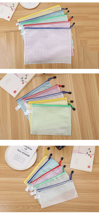 5PCS cartella di immagazzinaggio di cancelleria File Mesh Zipper Pouch A4 A5 A6 B5 2PCS A3 B4 borsa per documenti cartella per File con cerniera forniture per ufficio scolastico