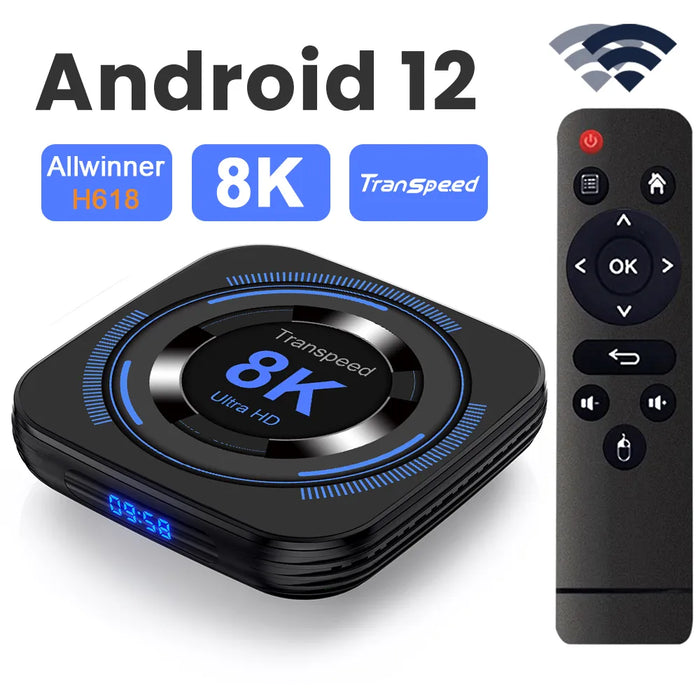 Transpeed Android 12 TV BOX Allwinner H618 Dual Wifi 32 g64g Quad Core Cortex A53 supporto 8K 4K BT Voice Media player Set top box