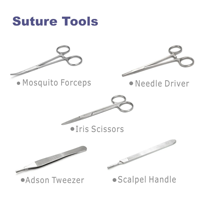 Kit di pratica della sutura per studenti di medicina formazione chirurgica con Set di strumenti per modelli di cuscinetti per la pelle attrezzatura didattica educativa