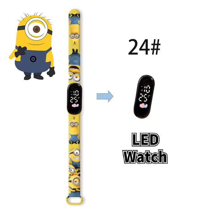 New Minions Child Watchs Anime Bob study Cartoon Digital Electronic LED Student Silicone Wristband Kids Birthday Gift Toys