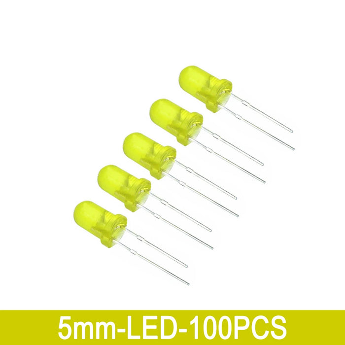 100 Pz/lotto 3mm 5mm F3 F5 LED Rotondo Ultra Luminoso Bianco Verde Giallo Blu Bianco Rosso Diodo Emettitore di Luce Per Il Kit Fai Da Te