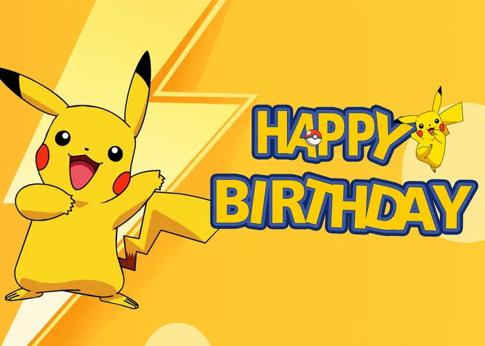 Happy Birthday Party Pokemon sfondo decorazione bambini Boy Baby Shower Pikachu Anime Photography Background Banner Vinyl Poster