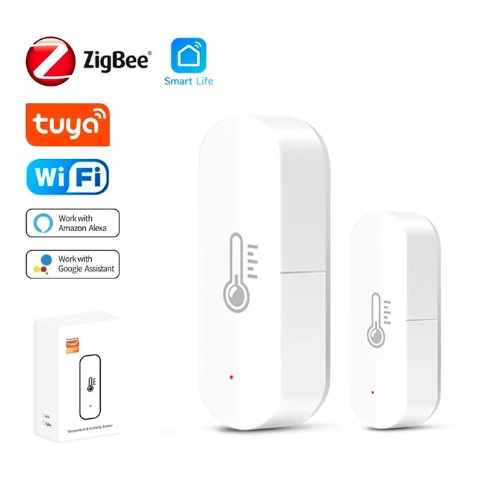 Tuya ZigBee Wifi sensore di umidità della temperatura alimentato a batteria Smart Home Security funziona per Alexa Google Home Homekit App gratuita