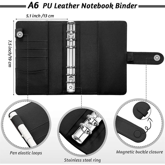 A6 Budget legers Planner 6 fori 8 buste con cerniera 2 adesivi in un portafoglio per NoteBook per risparmiare denaro Organizer sistema di cassa