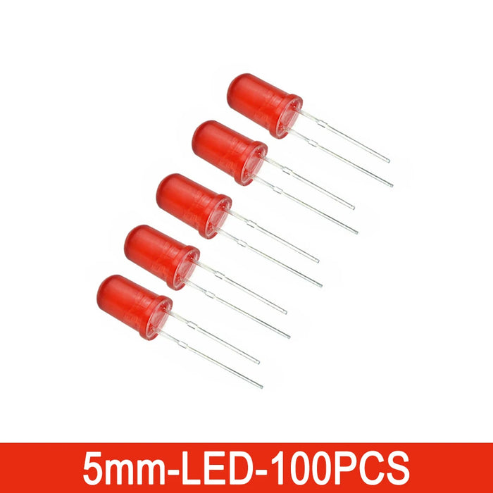 100 Pz/lotto 3mm 5mm F3 F5 LED Rotondo Ultra Luminoso Bianco Verde Giallo Blu Bianco Rosso Diodo Emettitore di Luce Per Il Kit Fai Da Te