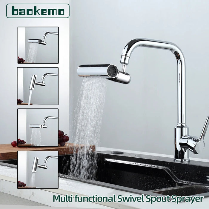 Lavello da cucina multifunzionale rubinetto a cascata Bubbler pressurizzato a prova di schizzi 4 modalità beccuccio per lavabo da bagno Extender Adapte