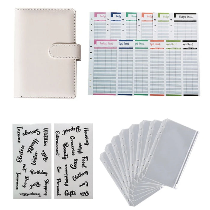 A6 Budget legers Planner 6 fori 8 buste con cerniera 2 adesivi in un portafoglio per NoteBook per risparmiare denaro Organizer sistema di cassa