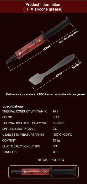 Thermalright TFX 2g 6.2g 12.8g conducibilità termica del grasso al Silicone 14.3W/mk per GPU CPU Cooler pasta termica composita